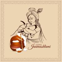 contento janmashtami festival hermosa religioso antecedentes vector