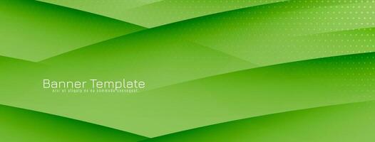 Abstract wave style green color business banner design vector