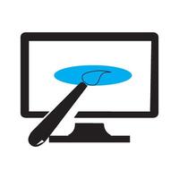 writing icon on monitor vectors illustration symbol design