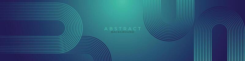 Modern dark blue abstract horizontal banner background with glowing geometric lines. Shiny blue diagonal rounded lines pattern. Futuristic concept. Suit for cover, brochure, presentation, flyer, web vector