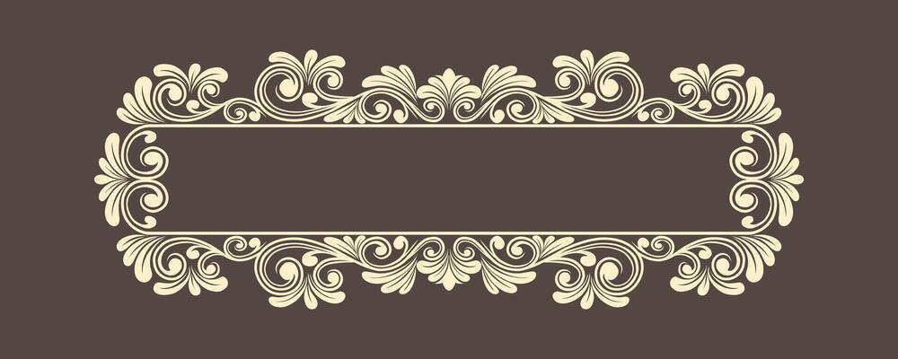 Vintage Baroque Victorian frame border monogram floral engraved scroll ornament