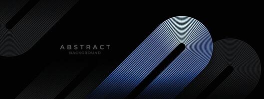 Abstract blue round geometric on dark background. Shiny blue gray diagonal stripes lines. Modern graphic design element. Futuristic technology concept. Suit for poster, cover, banner, presentation vector