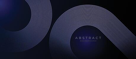 Abstract dark blue background with glowing geometric lines. Modern shiny purple rounded lines pattern. Futuristic concept. Suit for poster, cover, banner, brochure, presentation, website, flyer vector