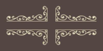 Vintage Baroque Victorian frame border monogram floral engraved scroll ornament vector