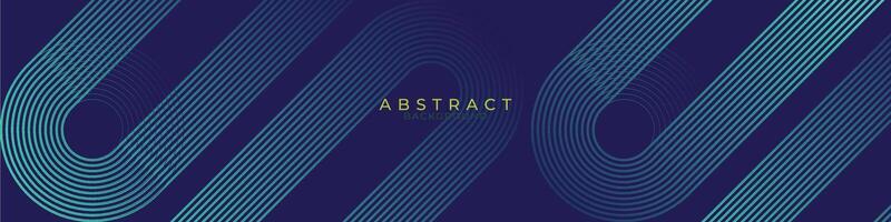 Modern dark blue abstract horizontal banner background with glowing geometric lines. Shiny blue diagonal rounded lines pattern. Futuristic concept. Suit for cover, brochure, presentation, flyer, web vector