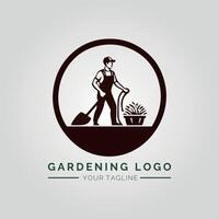 jardín y planta minimalista logo concepto vector