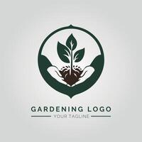 jardín y planta minimalista logo concepto vector