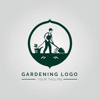 jardín y planta minimalista logo concepto vector