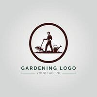 jardín y planta minimalista logo concepto vector