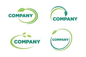 Set of leaf circle icon logo green farm nature for company vector