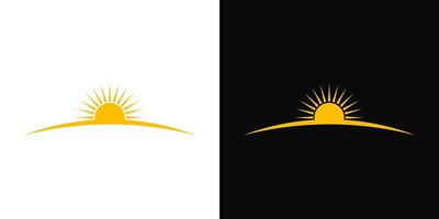 Sunrise sunset sun logo horizon sun shine sun light symbol vector