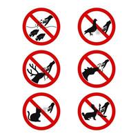 No feed animals set sign vector