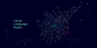 Illustration of abstract stream information with cyan line and dot. Big data, technology, AI, data transfer, data flow, large language model, natural language processing, LLM, NLP vector