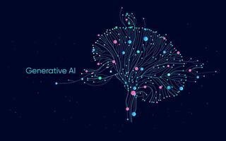Illustration of abstract stream information with cyan line and dot. Big data, technology, AI, data transfer, data flow, large language model, natural language processing, LLM, NLP vector