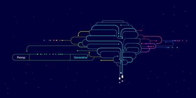 Illustration of abstract stream information with cyan line and dot. Big data, technology, AI, data transfer, data flow, large language model, natural language processing, LLM, NLP vector