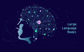 Illustration of abstract stream information with cyan line and dot. Big data, technology, AI, data transfer, data flow, large language model, natural language processing, LLM, NLP vector