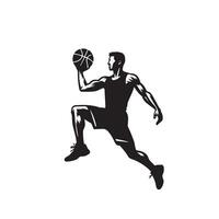 Basketball plyer silhouette. Man, basketball player illustration vector