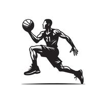 Basketball plyer silhouette. Man, basketball player illustration vector