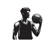 Basketball plyer silhouette. Man, basketball player illustration vector