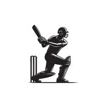 Cricket player silhouette. cricket batsman different scope silhouette illustration. cricket player logo vector