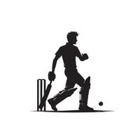 Cricket player silhouette. cricket batsman different scope silhouette illustration. cricket player logo vector