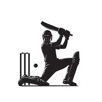 Cricket player silhouette. cricket player batsman different scope silhouette illustration. cricket player logo vector