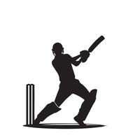 Cricket player silhouette. cricket player batsman different scope silhouette illustration. cricket player logo vector