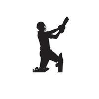 Cricket player silhouette. cricket batsman different scope silhouette illustration. cricket player logo vector