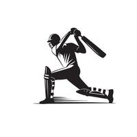 Cricket player silhouette. cricket player batsman different scope silhouette illustration. cricket player logo vector