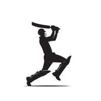 Cricket player silhouette. cricket player batsman different scope silhouette illustration. cricket player logo vector