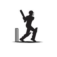 Cricket player silhouette. cricket batsman different scope silhouette illustration. cricket player logo vector