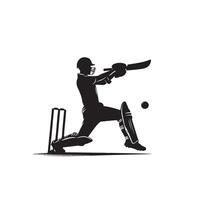 Cricket player silhouette. cricket player batsman different scope silhouette illustration. cricket player logo vector