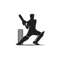 Cricket player silhouette. cricket player batsman different scope silhouette illustration. cricket player logo vector