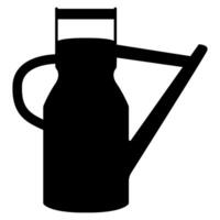 Black simple silhouette of aged watering can for gardening with handle vector