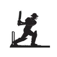 Cricket player silhouette. cricket player batsman different scope silhouette illustration. cricket player logo vector