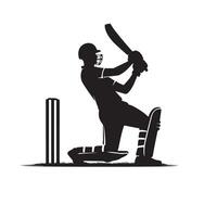 Cricket player silhouette. cricket player batsman different scope silhouette illustration. cricket player logo vector