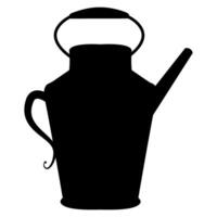 Black silhouette of watering can in vintage style vector