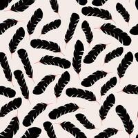 gothic seamless pattern of black feathers on light background vector