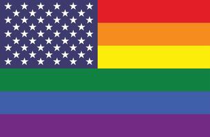 United States of America flag with LGBT rainbow flag. vector