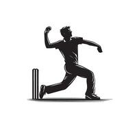 Cricket player silhouette. cricket player batsman different scope silhouette illustration. cricket player logo vector