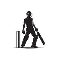 Cricket player silhouette. cricket player batsman different scope silhouette illustration. cricket player logo vector