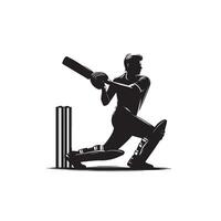 Cricket player silhouette. cricket batsman different scope silhouette illustration. cricket player logo vector