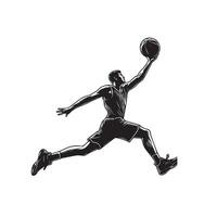 Basketball plyer silhouette. Man, basketball player illustration vector