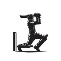 Cricket player silhouette. cricket player batsman different scope silhouette illustration. cricket player logo vector