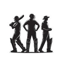 Cricket player silhouette. cricket player batsman different scope silhouette illustration. cricket player logo vector