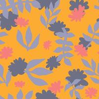 Ornament of silhouettes of leaves and flowers. Abstract botanical seamless pattern. vector