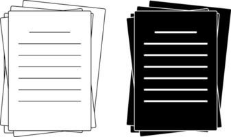 top view Document papers pile icon set vector