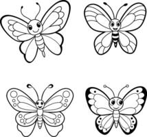 Beautiful Cute Butterfly Line Art vector
