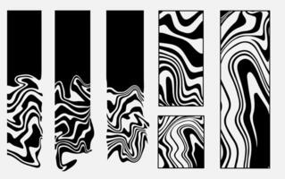 Set of fluid creative rectangle shape in futuristic retro style.. Fluid abstract textured square. Fluid backdrop with wavy smooth stripes. vector