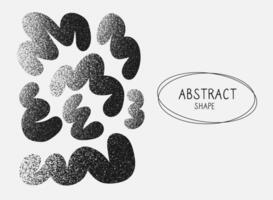 Grainy textured organic shape. Curvy wavy blob background. Groovy strange poster. Set amorphous figure vector